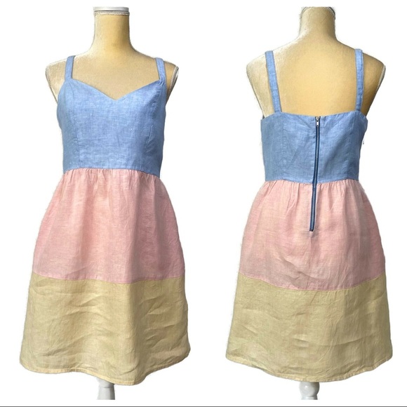 Cynthia Rowley Linen Colorblock Dress size S - Picture 1 of 6